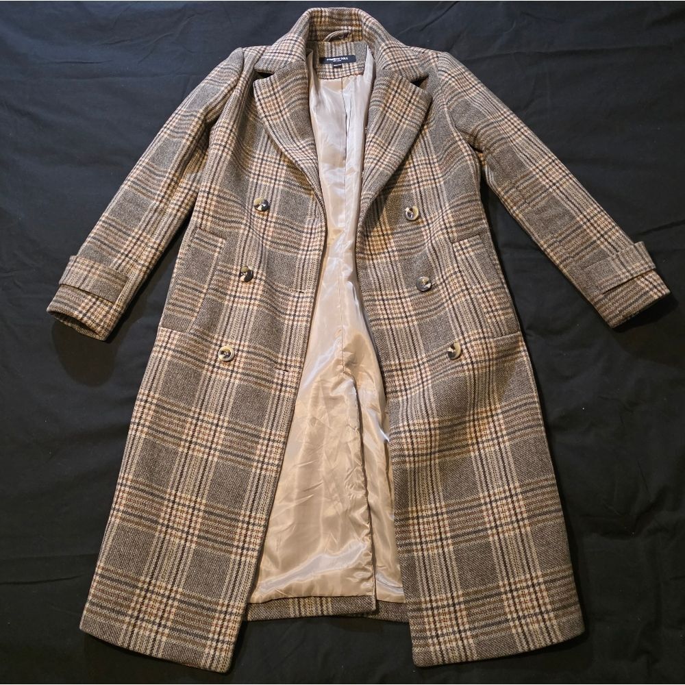 Kenneth Cole Wool Plaid Coat Womens Size Xs